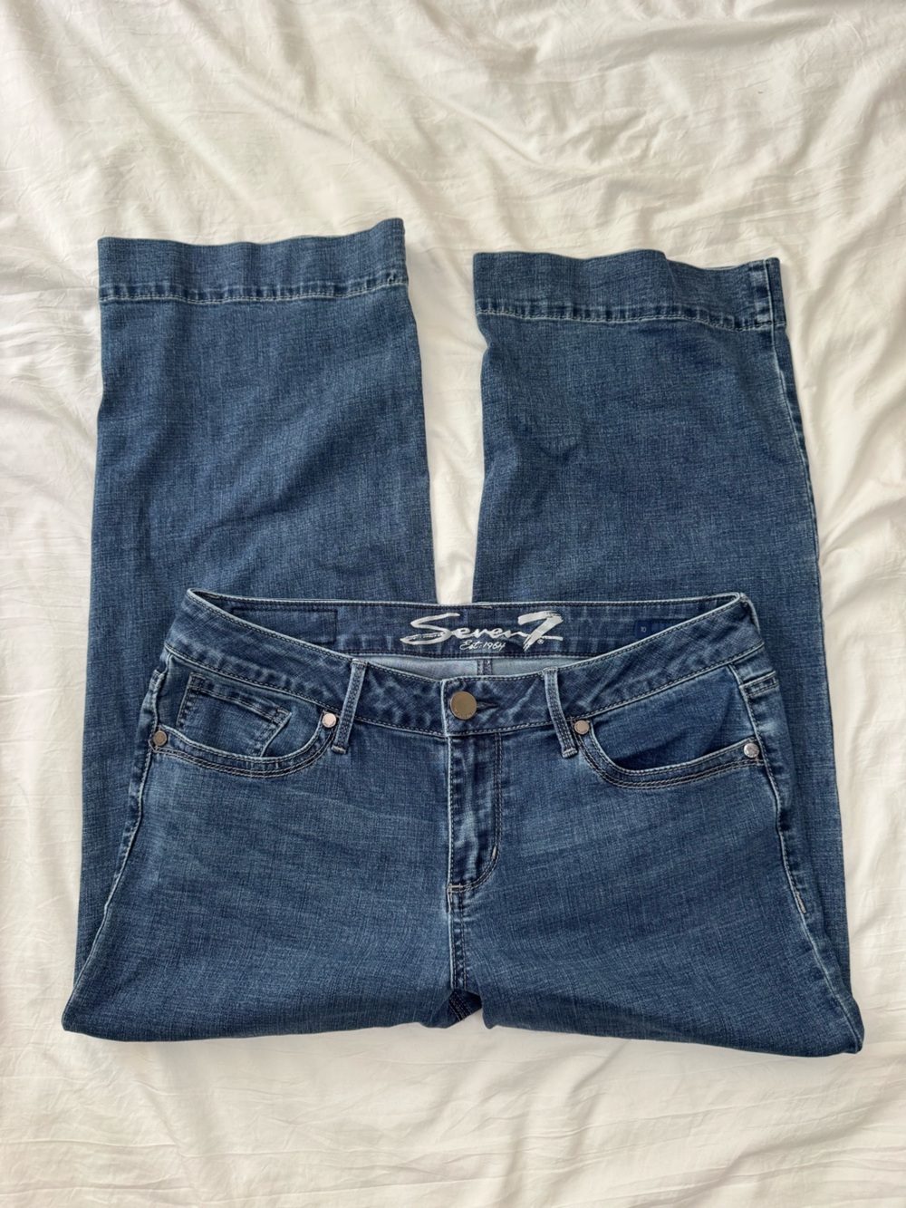 Seven7 Straight Leg Gaucho Dark Blue Denim Jeans